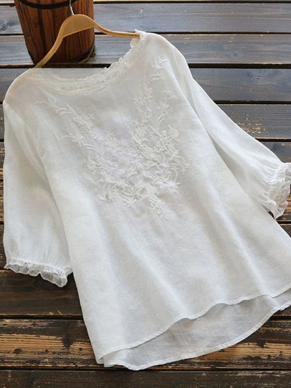 Embrovia™ | Stylish Embroidered Cotton Top – All-Day Comfort