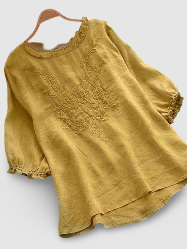 Embrovia™ | Stylish Embroidered Cotton Top – All-Day Comfort